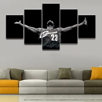 

5 Pieces Modern Painting Basketball Sports Painting James Poster Canvas Printed Wall Art Pictures Home Decor For Living Room