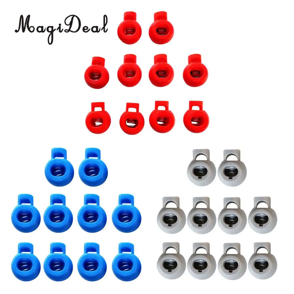 MagiDeal 10 Pieces Plastic Shock Cord Rope Toggle End Lock Stoppers Ball Buckles for Climbing Caving Replacement Accessories