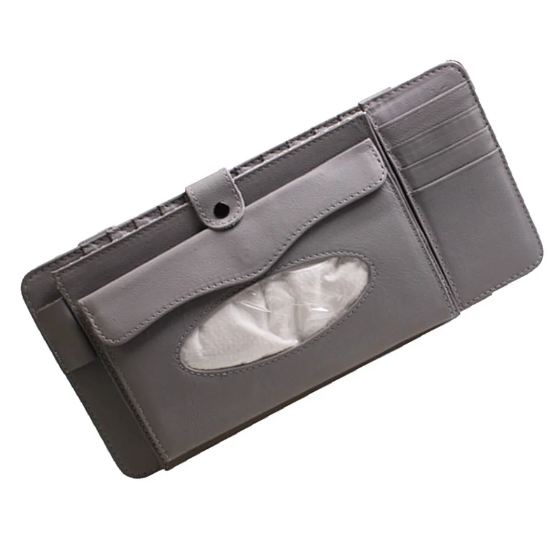 RACAHOO 3 in 1 Leather CD Case Car DVD Sun Visor Box With Tissue Storage Organizer For Glasses Folder Business Card Holder Bag6