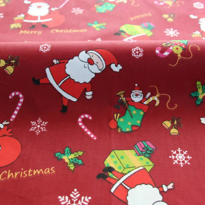 Рождественская серия хлопчатобумажная саржевая ткань для детских постельных принадлежностей, швейная Лоскутная стеганая ткань