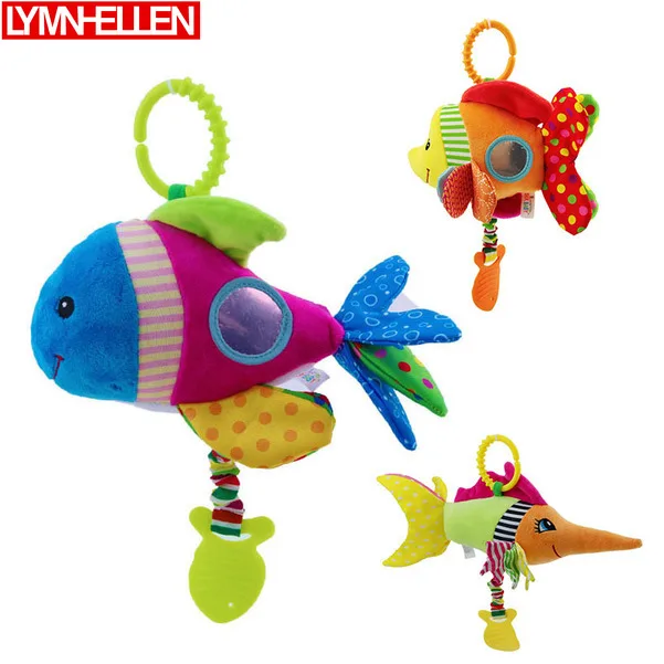 

30cm cartoon marine wind chime lathe pendant plush doll baby bed toys Infant Stroller Hanging Bell Rattle Newborns Gift