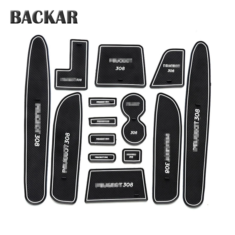 Car-cup-mat-gate-slot-pad-door-carpets-Interior-decoration-for-Peugeot-307-Accessories-For-Peugeot