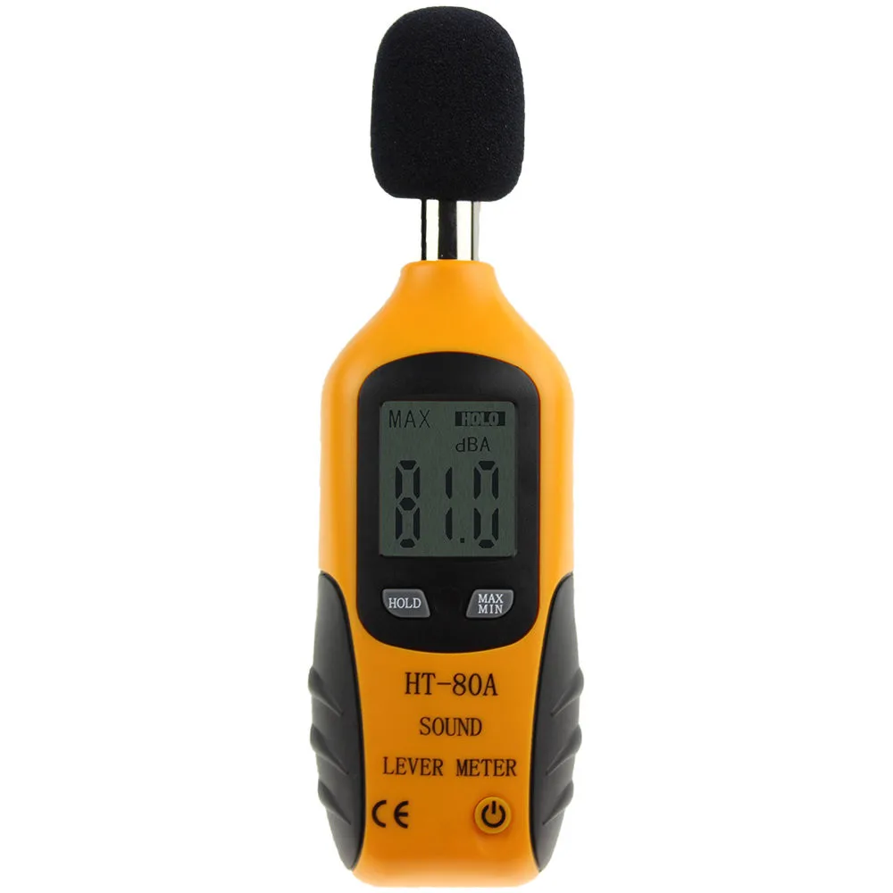 HT-80A мини портативный размер измеритель уровня звука ЖК-дисплей цифровой экран дисплей шум тестер шум децибел монитор давление тестер