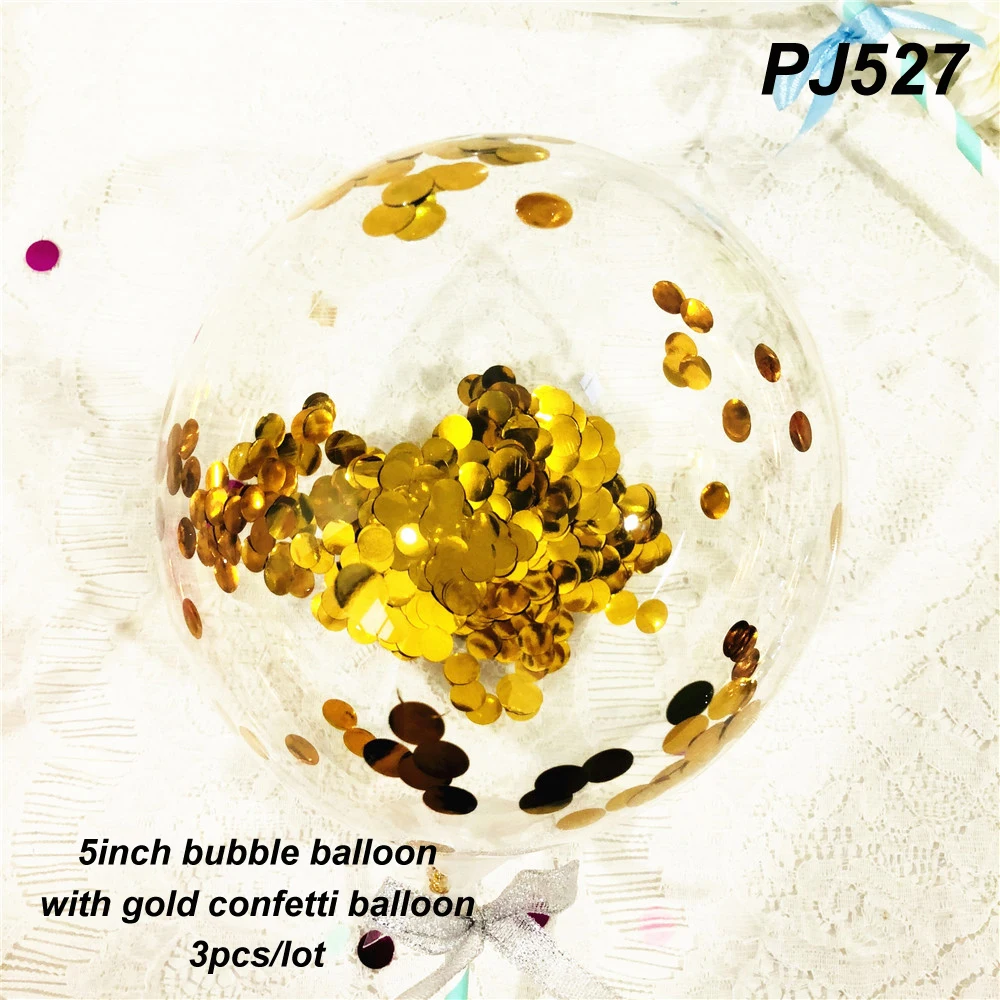 " прозрачные Пузырьковые шары с 1 см конфетти шар для дня рождения украшения дети торт ребенок душ девушка баллоны 3 шт./лот - Цвет: PJ527 bubble ballons