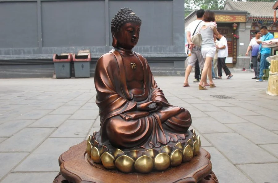 10 &quotТибетская Религия красная бронза Лотос Amitabha Sakyamuni статуя Будды|Статуи и