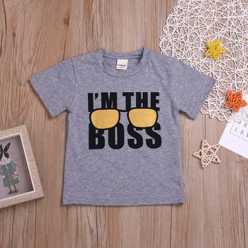 

2019 Children Baby Boys Girls Short Sleeve Letter Print Tops shirt Kids Blouse