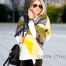 Za Tartan Scarf Plaid Scarf Women Blanket Over sized Wrap Shawl Cozy Checked Yellow Factory Women’s Scarves Foulard Femme 2016