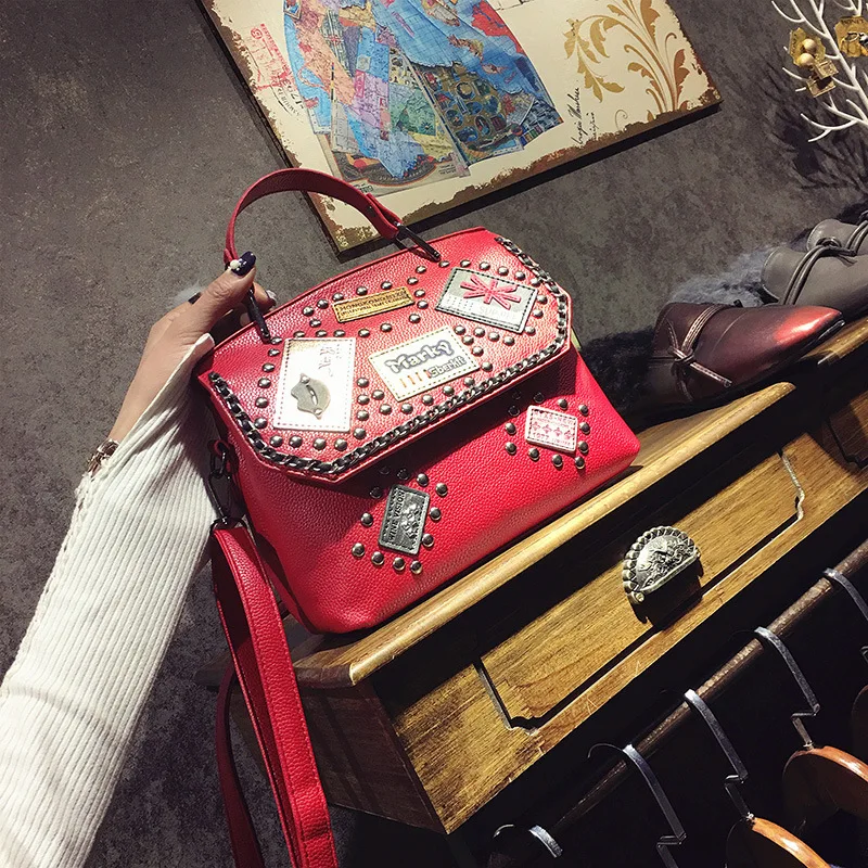Women Bag 2017 New Fashion Clutch Tas Street Snap Rivet Designer Handbags High Quality PU Leather Shoulder Bag Female Sac A Main