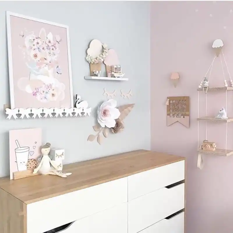 Scandinavian Nursery Peg Shelf Rabbit Shelves Set Cloud Bunny Bow
