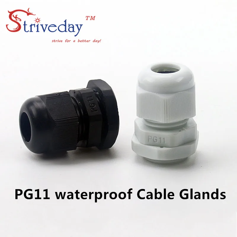 

10pcs/lot White Black PG11 Nylon cable gland Wiring Accessories LED cable connector waterproof Gland