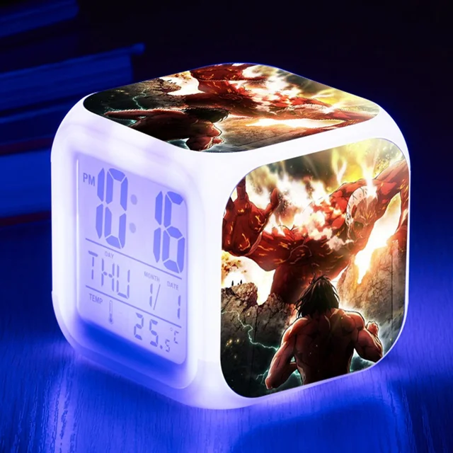 Kids wekker Gift Alarm Clock Cartoon Attack On Titan3 digital Alarm