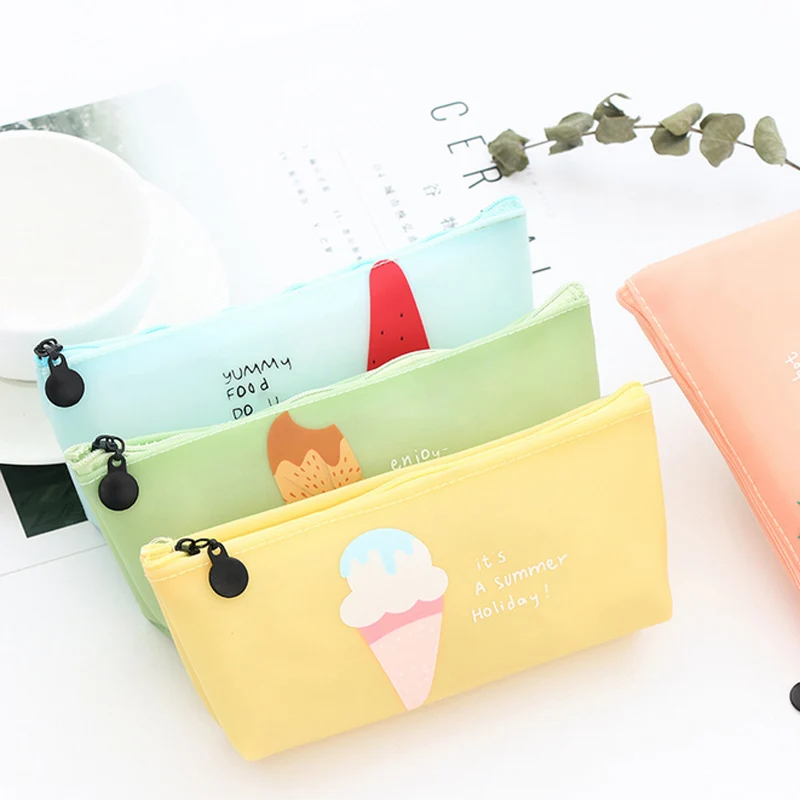 

Ice cream jelly soft pencil case school waterproof pencil bag for girl stationery estojo escolar school supplies