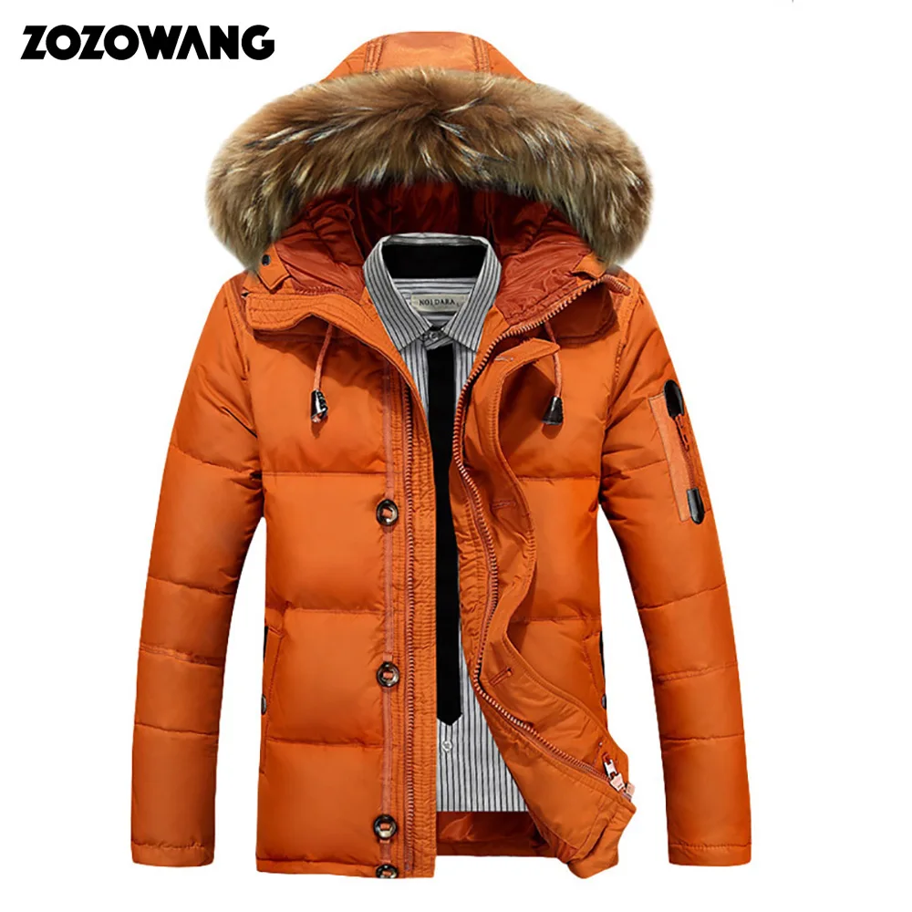 

Thickening Parkas Men 2019 New Winter Jacket Men's Coats Male Outerwear Fur Collar Casual Long White Duck Down jacket men Hooded