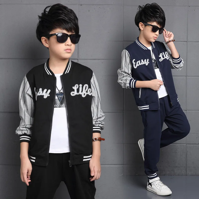 

Kids Boys Spring / autumn 2pcs set baby boys clothing 2017 new fashion English embroidery big virgin suit 6/7/8/9/10/11/12 years