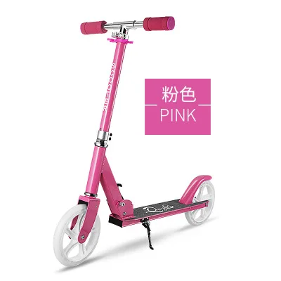 Детский самокат для взрослых складной PU 2 колеса Бодибилдинг все алюминиевые амортизация городской кампус транспорт - Цвет: Розовый