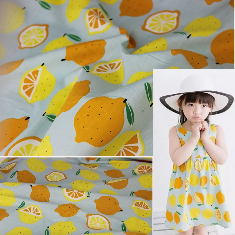 

lemon printed fabric,100% cotton fabric for women dress shirt,Vintage flowers Cotton Fabric for clothing Sewing DIY material