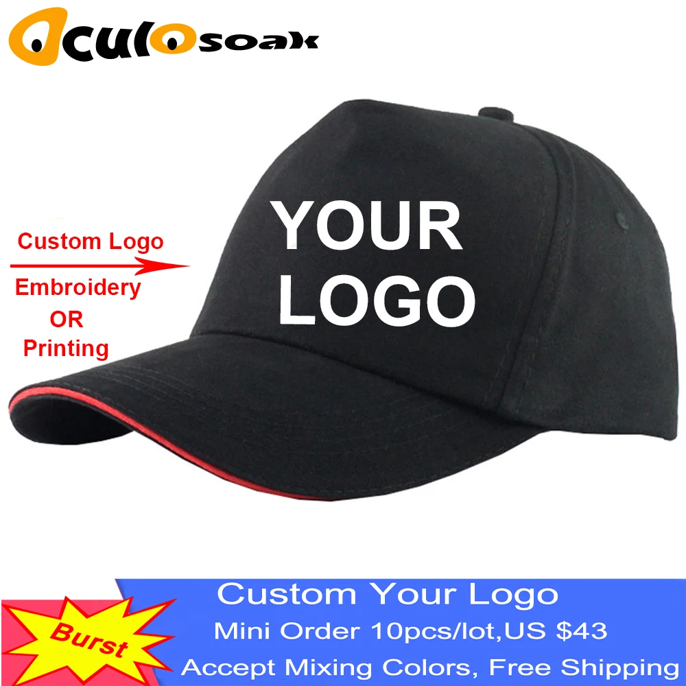 

Hot Custom baseball Cap Trucker Caps Fastener Tape adjustable Hat Logo Custom print Text picture personalize 10pcs/lot