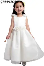 2017 реальное изображение Белый бальный наряд Платья для младенцев Для свадебной вечеринки с цветком для первого причастия платья для