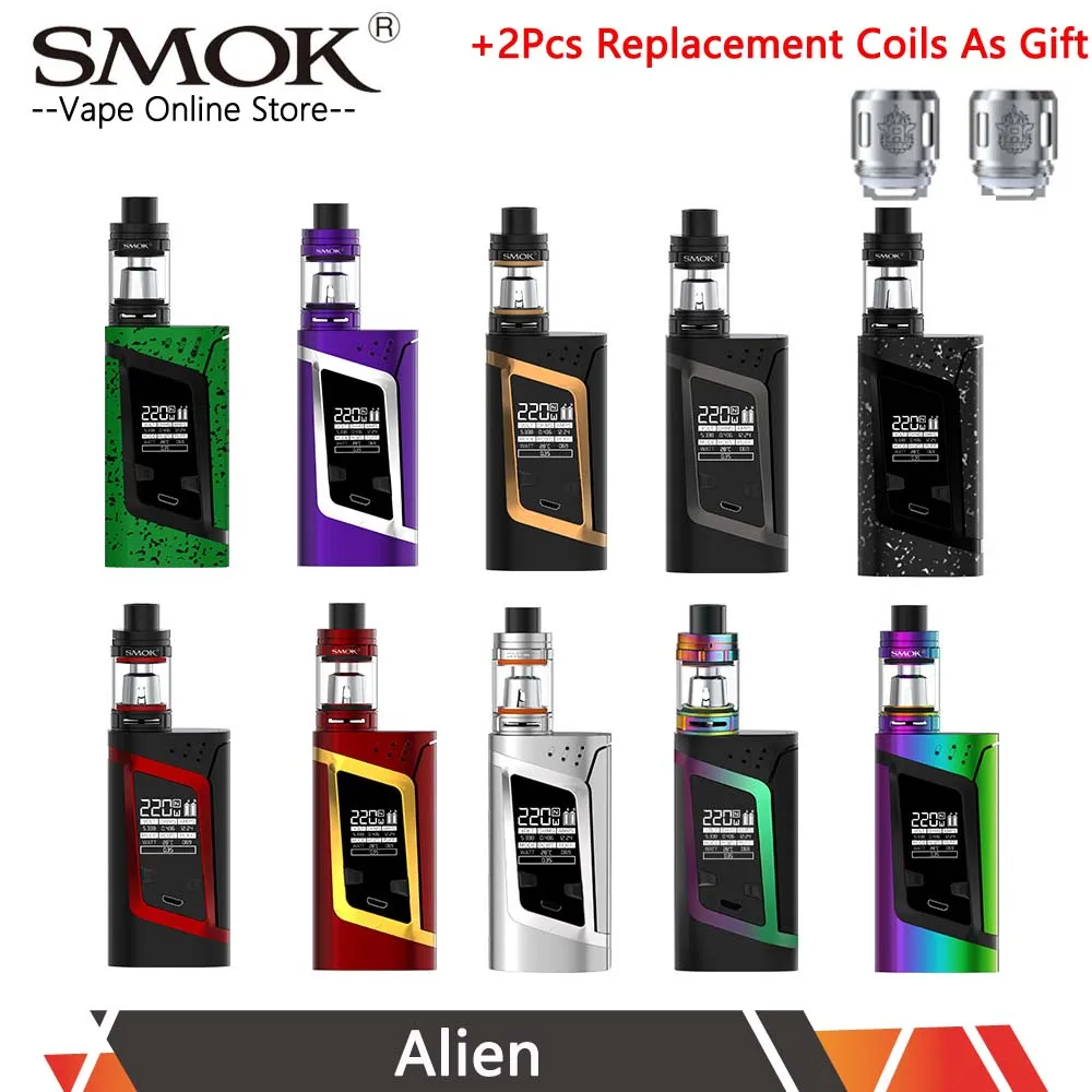 

Authentic SMOK Alien 220W Kit Smok Alien TC Box Mod with 3ML TFV8 Baby Tank V8 Baby-T8 V8 Baby-Q2 coil head VS SMOK AL85 Kit