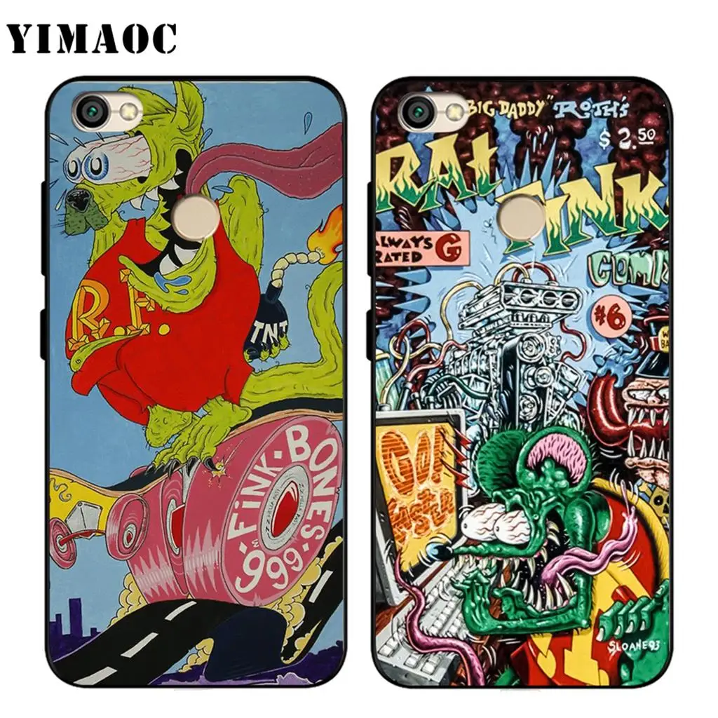 Силиконовый чехол YIMAOC Tales of the Rat Fink для Xiaomi Redmi Note 4 4x 4a 5 5a 6 8 Pro Prime Plus|Бамперы| |