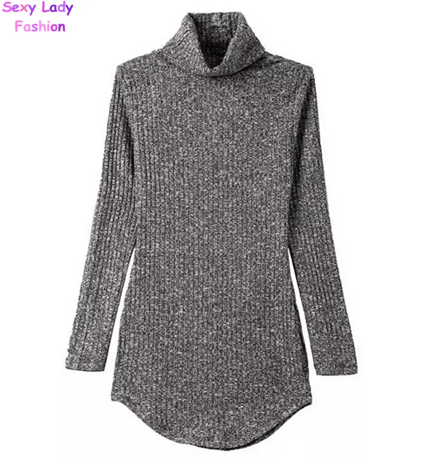 Retro Womens High Roll Neck Turtleneck Sheath Slim fit Knit Sweater Dres...