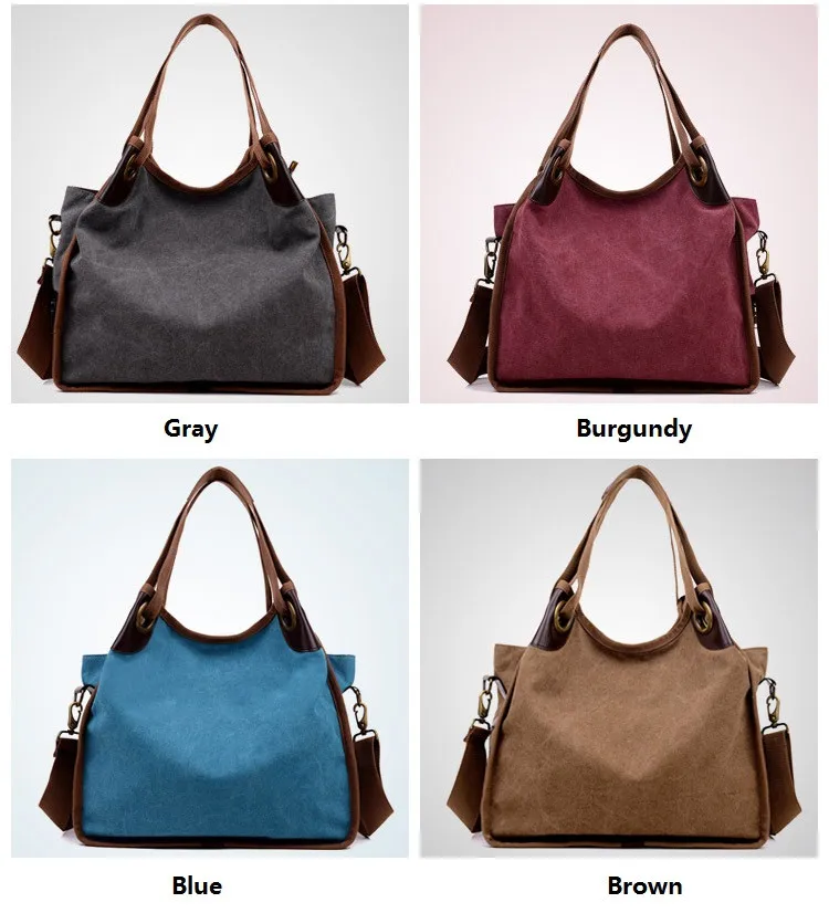 MJ Women's Canvas Handbags High Quality Female Canvas Totes Casual Shoulder Bags Large Travel Bag Ladies Solid Crossbody Bags (1)