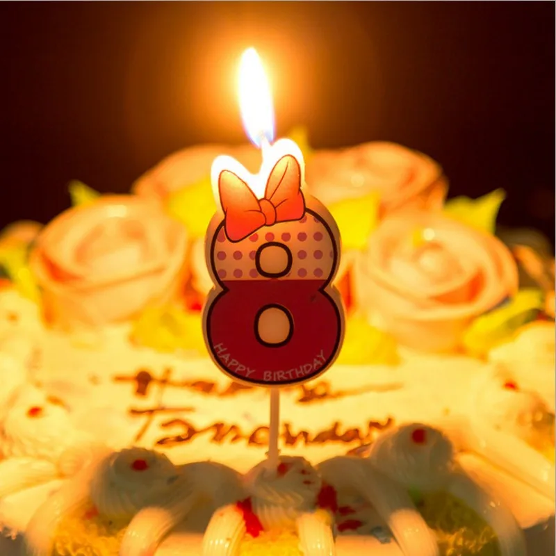Номер 0-9 Микки Минни Маус Свеча Для детей день рождения свеча украшение торт Кекс Топпер украшения для вечерние - Цвет: Pink8