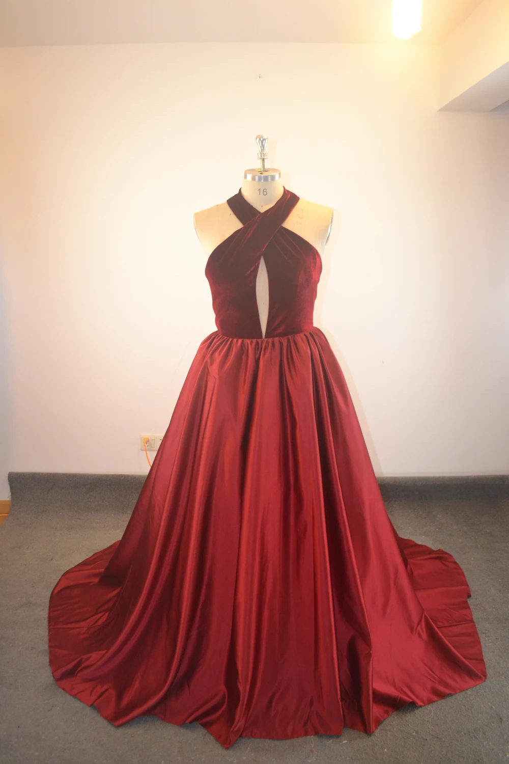 deep red gown