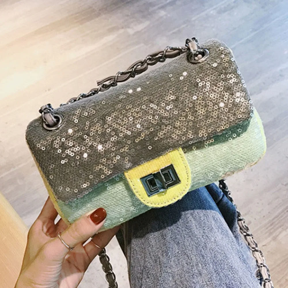 

2019 New Fashion Girls Shoulder Bags for Female Messenger Bag PU Luxury Handbags Sequin Bags Designer Lady Cute Crossbody Bags
