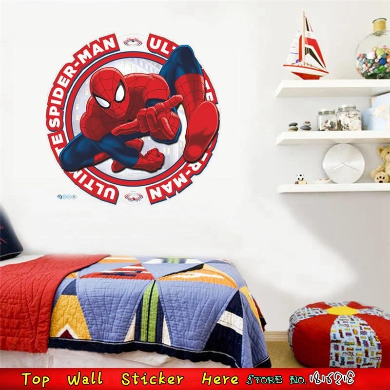Fashion Kids Wall Stickers Heros Spiderman Wall Decals Marvel Style