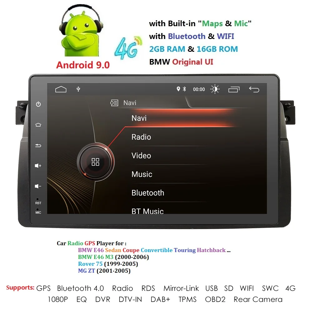 Android 9,0 4G Автомобильный gps плеер для BMW E46 M3 MG ZT ROVER 75 gps стерео аудио навигация мультимедийный экран головное устройство USB OBD2 DAB