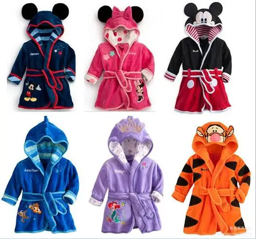 

Hot Sale Children Hooded Baby Boys Girls Flannel Lovely Cartoon Animal Home Dress Bathrobes for Children Cartoon