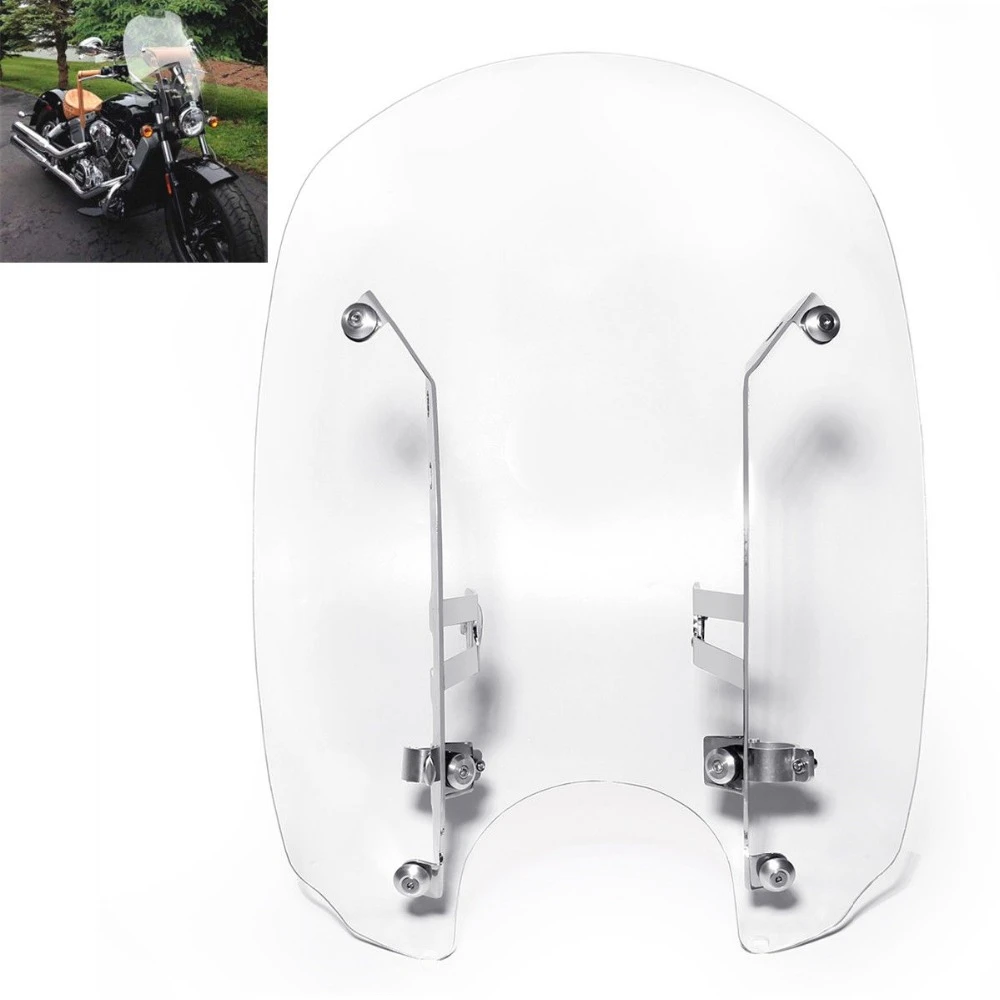 Motorcycle 20'' Clear Windshields Windscreen With Mounting hardware For