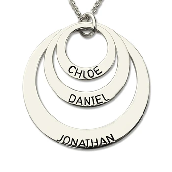 

Sweey Wholesale Jewelry Factory Name Engraved Family Necklace Engraved 3 Disc Kids Name Necklace for Ebay/Amazon/Etsy