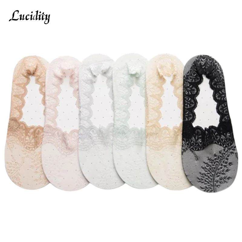 

Summer Woman Fashion Socks Style Lace Flower Girl Short Sock Antiskid Female Invisible Ankle Socks 3pairs/lot =6pieces