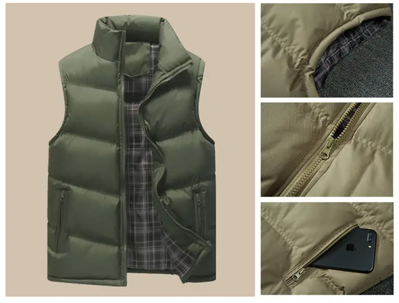 Vest Coat Men Winter Autumn Male Sleeveless Jacket Coat Top Keep Warm Thicken Padded Down Vest Men Muls Brand Cothing Plus Size 11