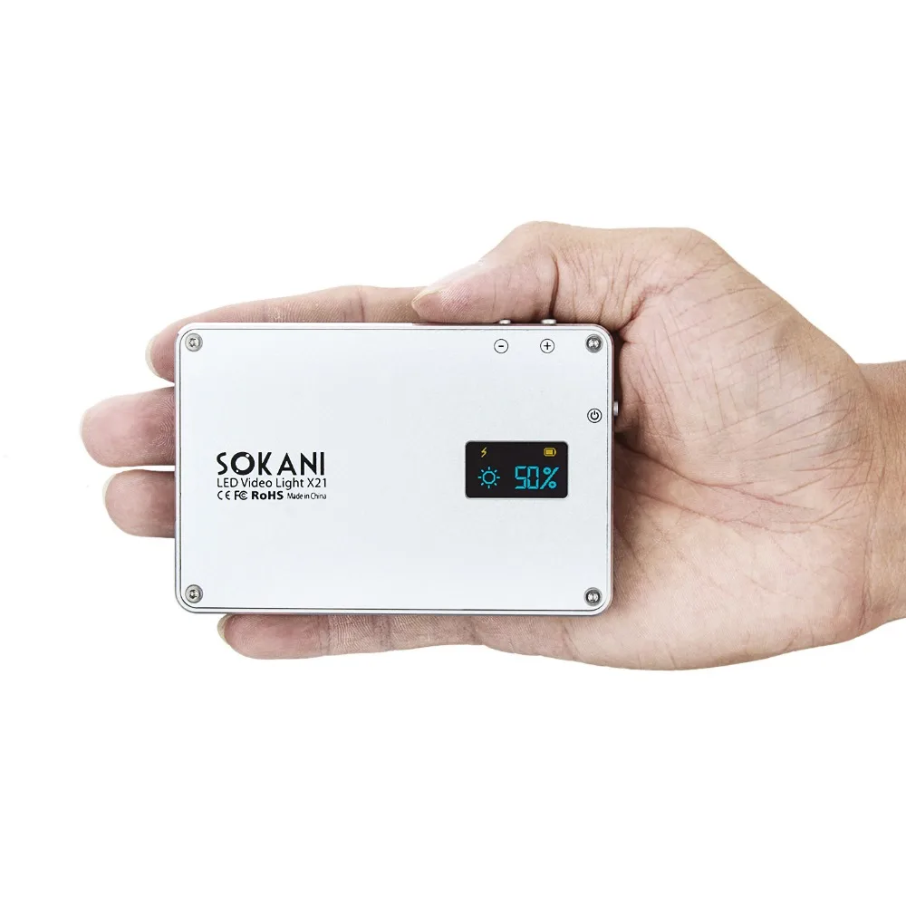  SOKANI X21 LED On Camera Video Light Pocket Sized OLED Screen Build in 1600mAh Battery for Sony Nik - 32884520560
