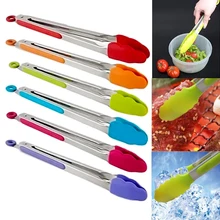 1pcs Silicone Stainless Steel Plastic Kitchen Tongs Bbq Clip Salad Bread Serving Tongs Kitchen Cooking Salad Serving ZH881