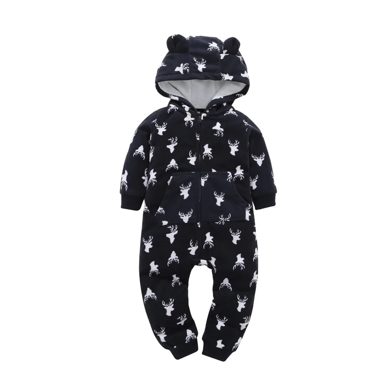 

Winter Baby Romper Thick Fleece Warm Cartoon Jumpsuit Infant Baby Girl Clothes Toddler Hooded Baby Boy Clothing