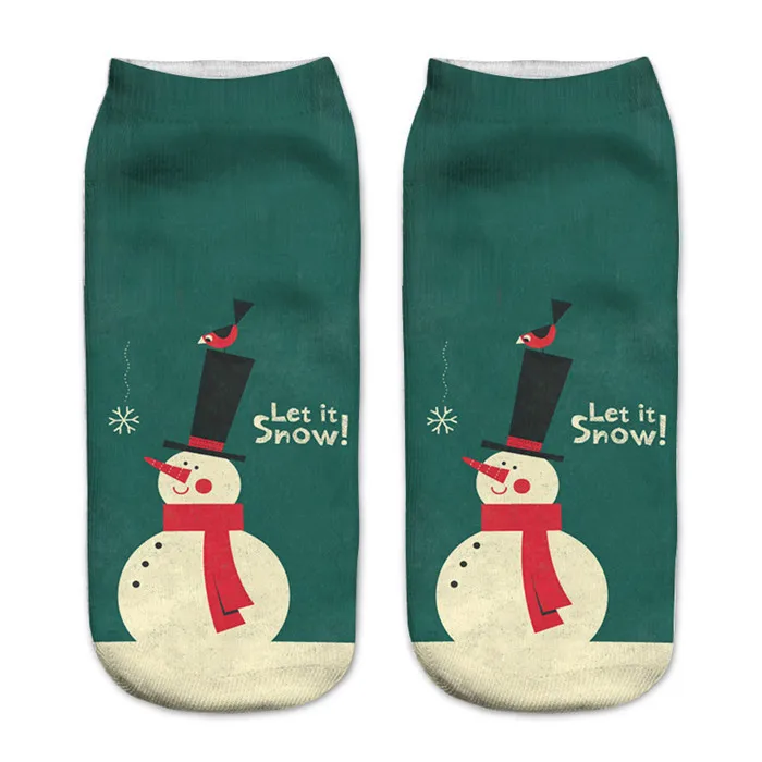 Рождественские носки новые женские счастливые 3D печатные забавные мультяшные лося Снеговик Санта соккен Низкий вырез Unis Косплей вечерние подарок для влюбленных - Цвет: 2
