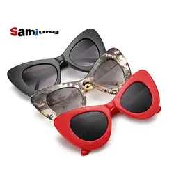 Samjunesexy «кошачий глаз» новый летний Брендовая Дизайнерская обувь градиент солнцезащитные очки Для женщин вечерние показать дикий Стиль