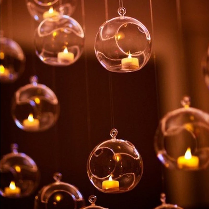 Romantic Wedding Dinner Decor Crystal Glass Hanging Candle Holder Candlestick