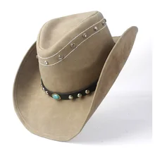Женская и Мужская Западная ковбойская шляпа с модной кожаной панк-лентой Sombrero Женская ковбойская шляпа