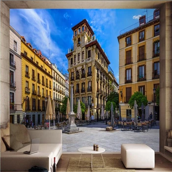 

beibehang Customize any size mural wallpaper in Madrid, Spain street view 3d background wall papel de parede 3d wallpaper