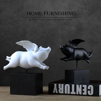

European resin lucky pigs abstract art animal ornaments creative home decorations figurines TV cabinet window display accessory