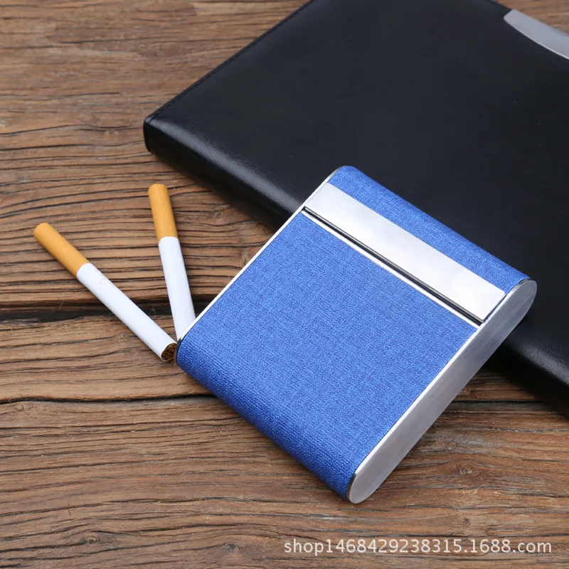 Чехол для сигарет, модный держатель для табака, тонкая алюминиевая металлическая коробка для сигарет, мини коробка для хранения, подарок, Прямая поставка - Цвет: blue