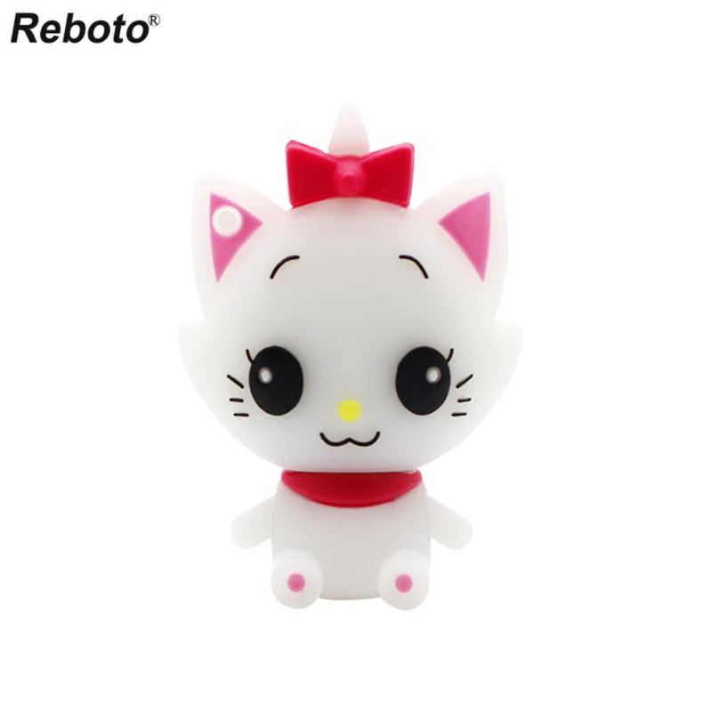 

Retobo Usb 2.0 Pendrives Personalizado 64GB Free Shipping Cartoon Mary Cat USB White Cat 4GB 8GB 16GB Pen Drive 32GB U Disk