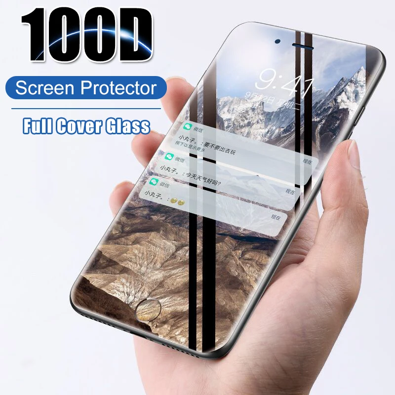 

100D Protective Glass Full Cover On The For IPhone XR XS Max 8 7 Plus Tempered Glass For IPhone X 6 6s 8 7 Screen Protector Film