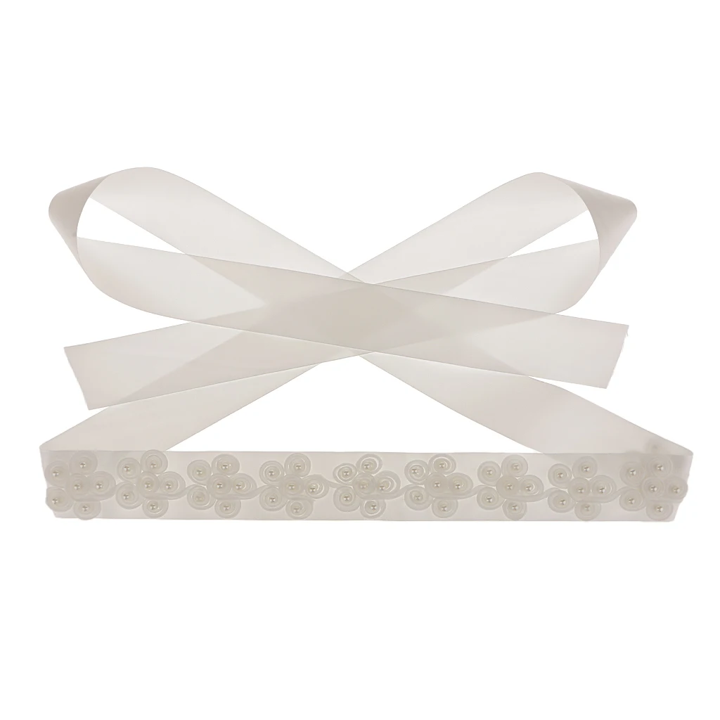 Fashion Wedding Party Dress Gown Flower Beads Bridal Waist Belt Sash 