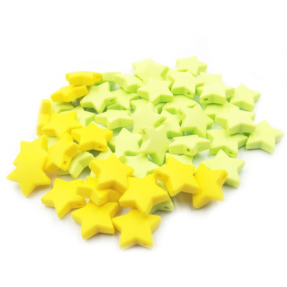 

5 Pieces Star Silicone Beads Baby Teething Loose Beads Teether Food Grade Teether Beads Baby DIY Pacifier Chain